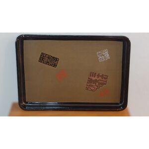 Vintage1920s Japanese Lacquerware Urushi Lacquer Embossed Gold Accents Tea Tray